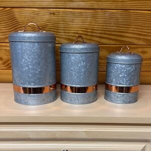 Better Homes And Gardens Galvanized Canisters with Copper Highlights